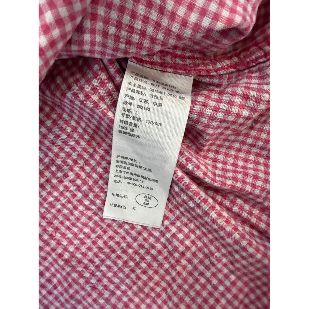 Hollister Preppy Coastal Y2K Gingham Plaid Button Down Shirt Women L Pink Blue - Picture 9 of 11